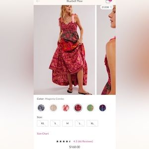 Free People Bluebell Maxi Magenta Combo, size M